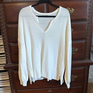 LOFT Cream V-Neck Sweater